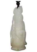 2.9&quot; China Certified Nature Hetian Nephrite Jade Longevity God Hand Carved Neckl - £131.28 GBP
