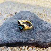 Heart Shaped Golden Ring with Evil Eye, Evil Eye Statement ring, Golden Stackabl - £14.99 GBP