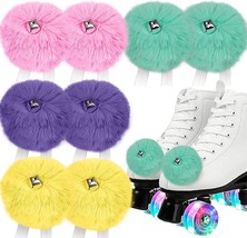8Pcs Roller Skate Pom Poms With Bells Pom, Yellow,Purple,Dark Pink,Mint ... - $37.96