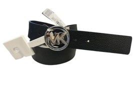 $58 MICHAEL KORS Silver MK Logo Buckle Black Brown Reverisible Belt 5518... - £29.05 GBP
