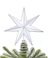 Holiday Lane Shine Bright Metallic Silver-Tone Colored Star Tree Topper ... - £14.32 GBP