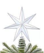 Holiday Lane Shine Bright Metallic Silver-Tone Colored Star Tree Topper ... - £14.59 GBP