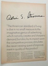 Vtg 1967 Print Ad Adlai Stevenson Quote American Exceptionalism Fairness  - £6.29 GBP