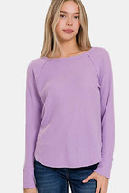 Zenana Waffle Long Sleeve T-Shirt - £17.66 GBP