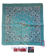 USA MADE Hav-A-Hank Vintage TEAL PAISLEY Bandana COTTON SCARF*w/SLIGHT D... - $187.01 MXN