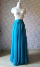 Blue Tulle Maxi Skirt Outfit Women Custom Plus Size Tulle Skirt for Wedding image 3