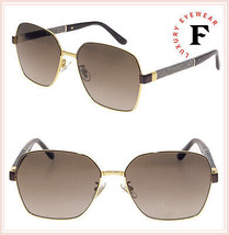 Jimmy Choo Sia Brown Gold Oversized Gradient Metal Glitter Sunglasses Siaf - £197.04 GBP