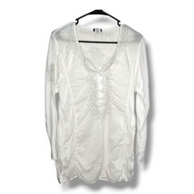 J.CREW Women&#39;s Tunic Top Longline Size Small Popover White Long Sleeves ... - £17.54 GBP