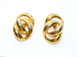 vintage Napier gold Clip earrings interlocking circle - £2.33 GBP
