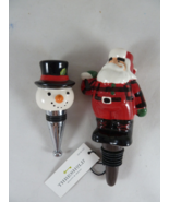 Santa wine bottle Glazed Ceramic plush Snowman Bottle stopper Santa is n... - $20.15 CAD