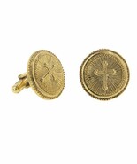 Gold-Tone Cross Round Cuff Links - $43.12 CAD