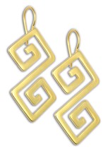 Double Meander-Greek Key - 24K/ Gold Plated Sterling Silver Pierced Earr... - $53.00