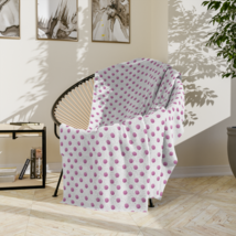 Pink Polka Dots with White Background, Velveteen Minky Blanket multiple sizes - £25.82 GBP+