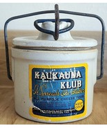 Vintage 3.5&quot; Stoneware Crock &amp; Lid Kaukauna Klub South Dairy Wisconsin w... - $13.49
