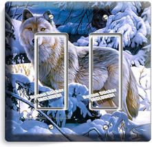 WILD GRAY WOLF WINTER FOREST 2 GFI SWITCH OUTLET WALL PLATE COVER ROOM A... - $10.19