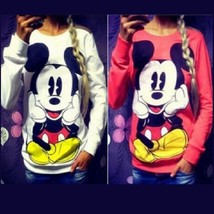 Cartoon Mouse Character Front N Back Printed Long Sleeve Cotton Sweat Shirt