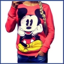 Cartoon Mouse Character Front N Back Printed Long Sleeve Cotton Sweat Shirt image 2