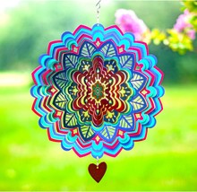 (HIBISCUS) Wind Spinner Mandala Mystique 12 inches  3D Stainless Steel  Laser Cu - £41.56 GBP