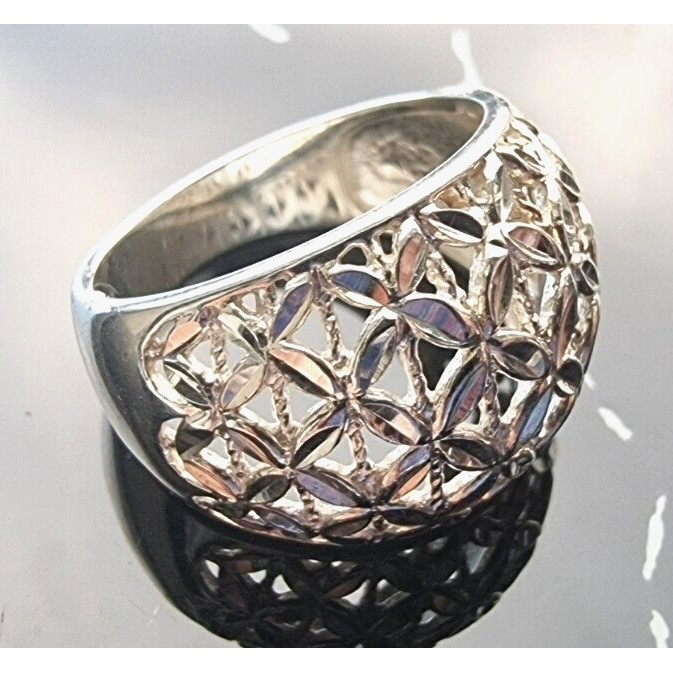 Jcm 925 Sterling Silver Diamond Cut Filigree Ring Size 7 At Item image 2