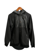 MATIERE Mens Coat Black Wool/Faux Leather Button Front Jacket Size M - $56.63