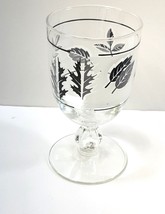 1pc VTG Silver Leaf Libbey Glass Company MCM footed wine Drinking Glass ... - $4.94