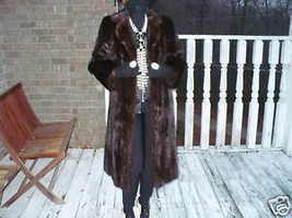 Designer Full Length dark Sable brown Mink fur coat jacket stroller S-M 0-10 - £700.63 GBP