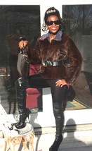 Mint Designer Reversible to suede Sable brown Mink Fur Coat jacket bolero S 0-8 - £626.33 GBP
