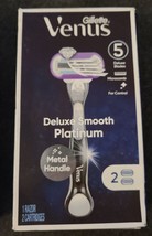 Gillette Venus Deluxe Smooth Platinum 5 Blade 1 Razor Handle 2 Cartridges - $14.94