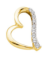 14k Yellow Gold Womens Round Diamond Heart Love Fashion Pendant 1/4 Ctw - £316.33 GBP
