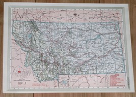 1950 Original Vintage Map Of Montana Great Falls / Nebraska Omaha Lincoln - £19.48 GBP