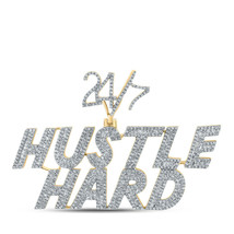 10kt Yellow Gold Mens Baguette Diamond Hustle Hard 24 7 Charm Pendant 2-... - £1,964.11 GBP