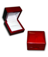 Cherry Rosewood Solid Red Wood Leather Ring Jewelry Box Make Your Ring S... - £11.85 GBP