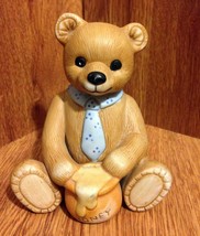 Vintage Homco Figurine Boy Bear with Blue Tie and Honey Pot - #1405 - £7.19 GBP