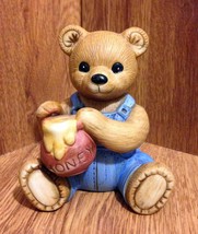 Vintage Homco Figurine Bear in Overalls with a Honey Pot - #1425 - $9.00