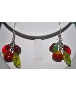 Smithsonian Dangle Earrings Silver Hook with Dainty Glass Fruits Pierced... - $15.99