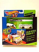 New Hot Wheels Workshop Color Reveal Design Kit 1 With Decal Sheets Pen &amp; 2 Cars - £7.46 GBP