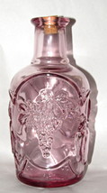 Glass Rose Vintage Embossed Wine Bottle Fruits and Grapes Design Glass Bottle - £15.92 GBP