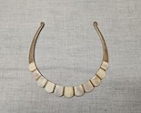 Vintage Bronze Tone Mother of Pearl Metal Choker Necklace, 4.75&#39;&#39; Across - $23.74