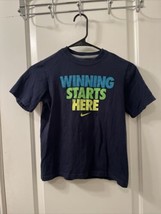 Nike Boys Short Sleeve T-Shirt Winning Starts Here Size Small Blue - $20.37