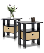 Nightstand Set Of 2 Espreso End Table Bedroom Bedside Furniture Shelf Dr... - €61,35 EUR