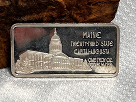 The Hamilton Mint .999 Sterling Silver One Troy Ounce Maine State Ingot - £62.87 GBP