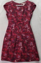 FOREVER 21 Sheath Dress Women Small Red Floral Cap Sleeve Back Zipper Drawstring - £14.49 GBP