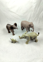Elephant Group of 4 Small Plastic Figurines One MAY Sound Affects 2 Inches Tall - £6.03 GBP