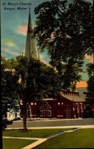 St. Mary&#39;s Church, Bangor, Maine Postcard - Circa 1940&#39;s Or 1950&#39;s-BK41 - £2.37 GBP