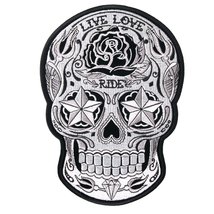 Sugar Skull Live Love Ride Awesome [5 Inch] Embroidered Biker Patch - £8.18 GBP
