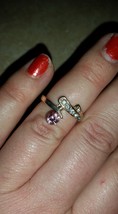 Dainty Pink &amp; Clear Rhinestone Goldtone Fashion Ring Size 7 1/2 - $12.99