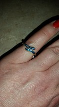 Turquiose Blue Rhinestone Sparkly Cocktail Goldtone Fashion Ring Size 6 - £10.38 GBP