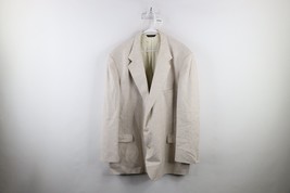 Vtg 90s Streetwear Mens 52 Long Distressed Linen Blend 2 Button Suit Coa... - $49.45