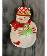 Vintage Certified International Snowman W/ Cardinal Candy Dish Christmas... - $14.85