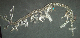 Sterling Silver Southwestern Charm Bracelet 13 charms 39 Grams Vintage - £79.69 GBP